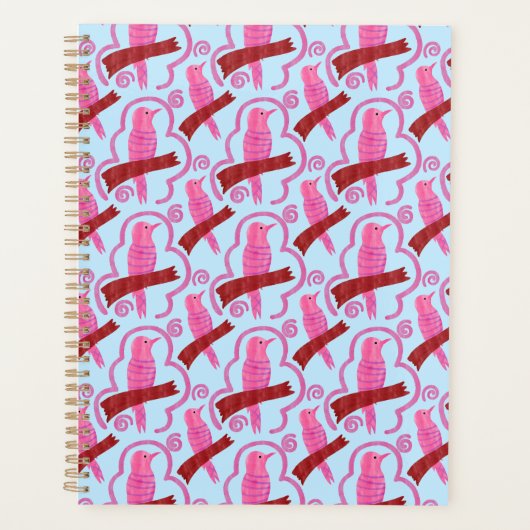 Elegante vogels Patroon Spiraal Planner (Voorkant)
