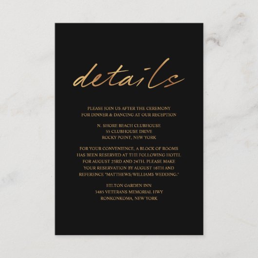 Elegante Vogels van een Veer Bruiloft Details Informatiekaartje (Voorkant)