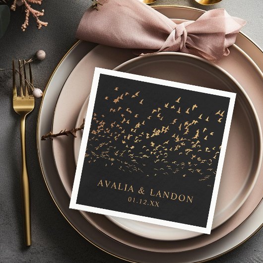 Elegante Vogels van een Veer Bruiloft Servet