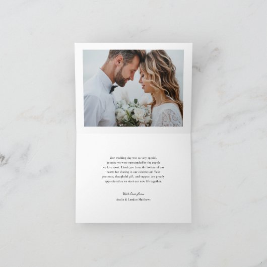 Elegante Vogels van een Veer Foto Bruiloft Bedankkaart (Binnen)