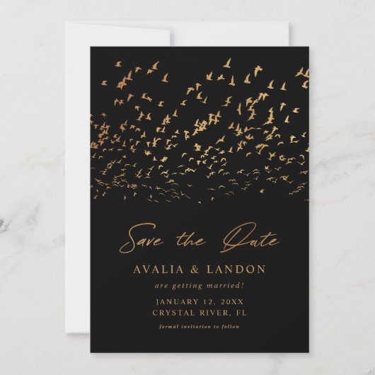 Elegante Vogels van een Veer Foto Bruiloft Save The Date (Voorkant)