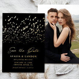 Elegante Vogels van een Veer Save the Date Folie Uitnodiging