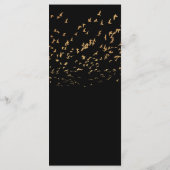 Elegante Vogels van een Veer Zwart en Gouden Bruil Menu (Achterkant)