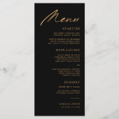 Elegante Vogels van een Veer Zwart en Gouden Bruil Menu (Voorkant)