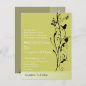 Elegante vogels & vlinders bruiloft uitnodiging (Voorkant / Achterkant)