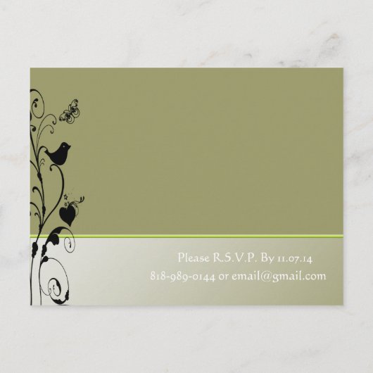 Elegante vogels & vlinders bruiloft uitnodiging (Achterkant)