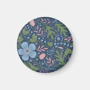 Elegante volks kunst bloemmotief vintage botanisch magneet