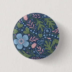 Elegante volks kunst bloemmotief vintage botanisch ronde button 3,2 cm