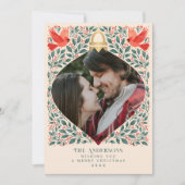 Elegante volks kunst kardinaal kerst gebladerte fo feestdagenkaart (Voorkant)