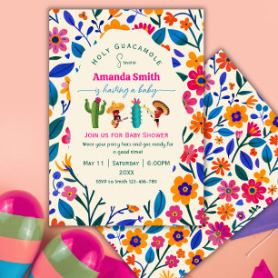Elegante volks kunst Mexicaanse bloem baby shower Kaart