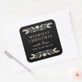 Elegante volkskunst Bloemen Kerstmis gepersonalise Vierkante Sticker (Envelop)