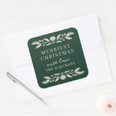 Elegante volkskunst Bloemen Kerstmis gepersonalise Vierkante Sticker (Envelop)