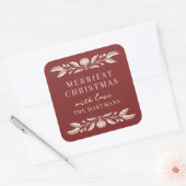 Elegante volkskunst Bloemen Kerstmis gepersonalise Vierkante Sticker (Envelop)