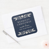 Elegante volkskunst Bloemen Kerstmis gepersonalise Vierkante Sticker (Envelop)