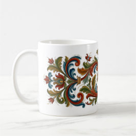 Elegante Volkskunst Rosemaling Stijl Bloemige Mok