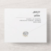 Elegante Volle Maan Wildflower Gouden Waterverf All In One Uitnodiging (Achterkant)