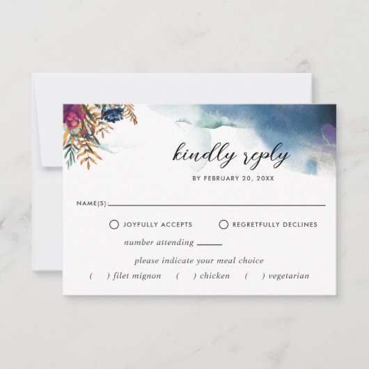 Elegante volledig aanpasbare hemelbruiloft RSVP (Voorkant)