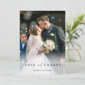 Elegante volledige foto gepersonaliseerde bruiloft bedankkaart (Staand voorkant)