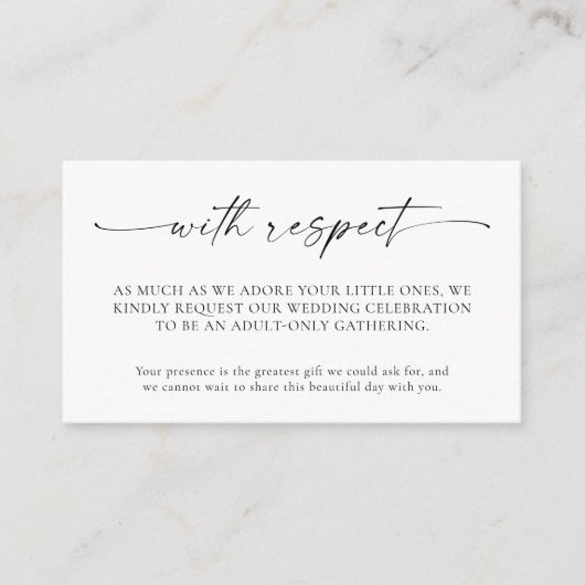 Elegante volwassenen bruiloft bijlage kaart (Voorkant)