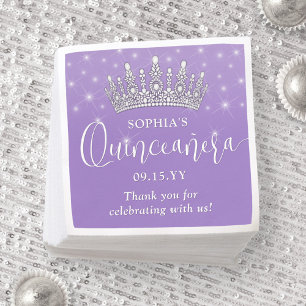 Elegante vonken Quinceañera-kroon lila paars Servet