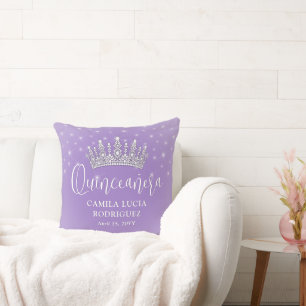 Elegante vonken Quinceañera lila paars aandenken Kussen