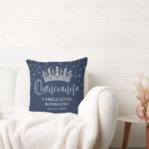 Elegante vonken Quinceañera marineblauwe aandenken Kussen