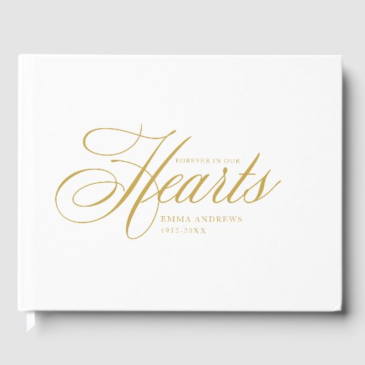Elegante "Voor altijd in ons hart" begrafenis Gastenboek (Voorkant)