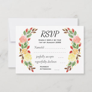 Elegante voorjaars bloemschildering waterverf kran RSVP kaartje