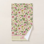 Elegante voorjaarsbloem met monogram bad handdoek (Handdoek)