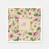 Elegante voorjaarsbloem met monogram servet (Voorkant)