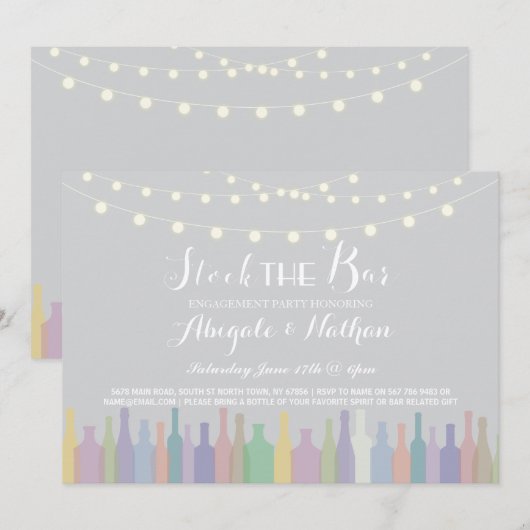 Elegante voorraad De bar Verloving uitnodiging (Voorkant / Achterkant)