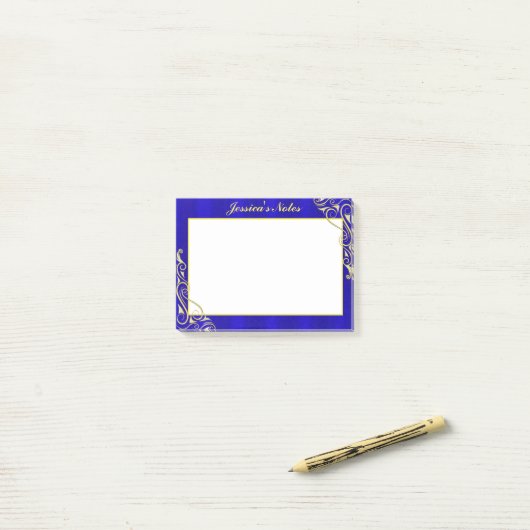 Elegante vorstelijke gouden bloeiende typografie post-it® notes (Op bureau)