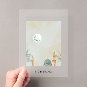 Elegante Vorstverlichte Acryl Eid Mubarak Kaart Uitnodigingen