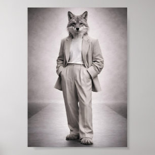 Elegante Vos in Licht Modern Pak Portret Poster