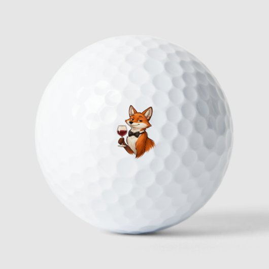Elegante Vos met Wijn Glas Golfballen (Voorkant)