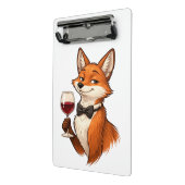 Elegante Vos met Wijn Glas Mini Klembord (Angled2)