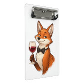 Elegante Vos met Wijn Glas Mini Klembord (Schuin)