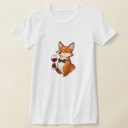 Elegante Vos met Wijn Glas T-shirt (Laagn)