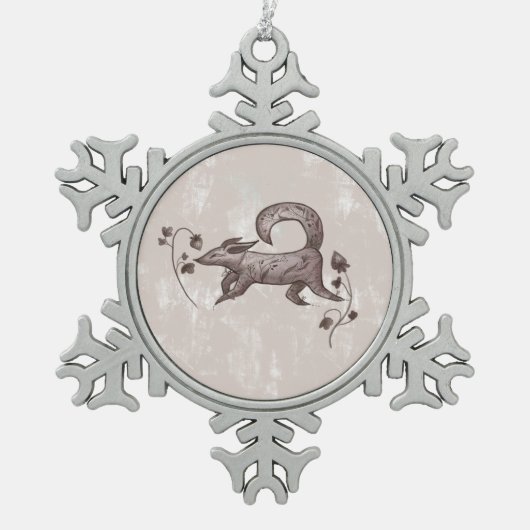 elegante vos tin sneeuwvlok ornament (Voorkant)