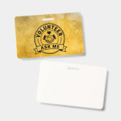 Elegante vraag me vrijwilliger evenement staf badge (Voor- en achterkant)