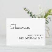 Elegante Vraagkaart Voor Bruidsmeisje Kaart (Staand voorkant)