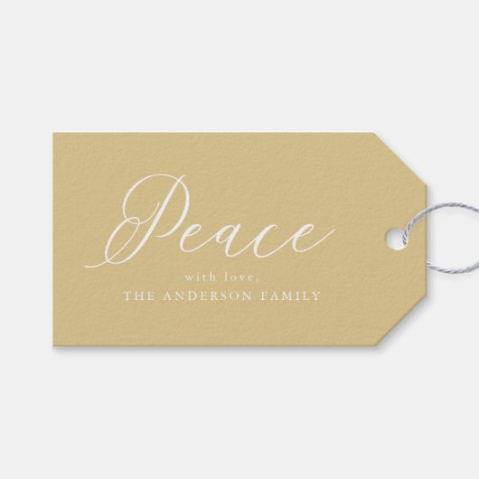 Elegante Vrede | Gouden vakantie Cadeaulabel (Voorkant (Horizontaal))