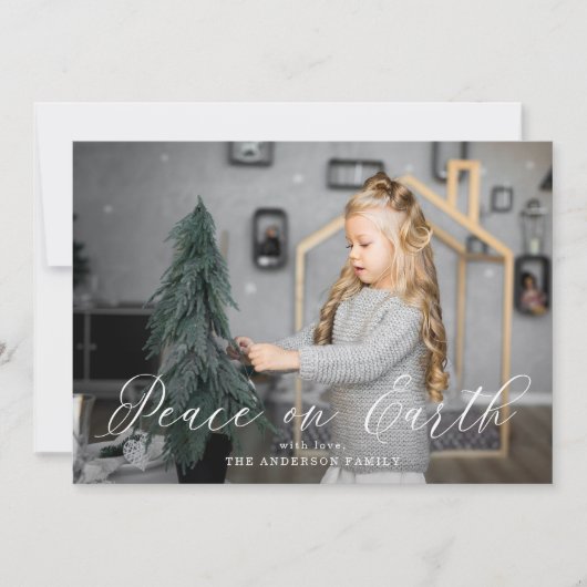 Elegante Vrede in Goud | Vakantie fotokaart Feestdagenkaart (Voorkant)