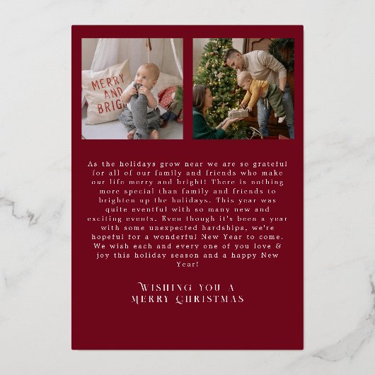 Elegante Vrede Kerstmis Volledige Foto Folie Feestdagenkaart (Achterkant)