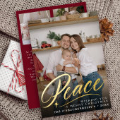 Elegante Vrede Kerstmis Volledige Foto Folie Feestdagenkaart