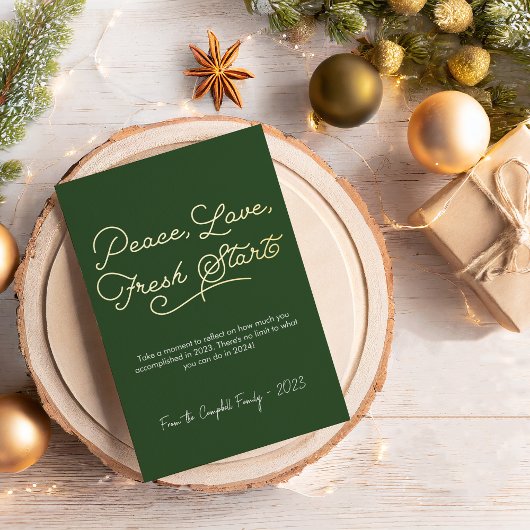 Elegante Vrede Liefde Fris Start Foto Folie Feestdagenkaart