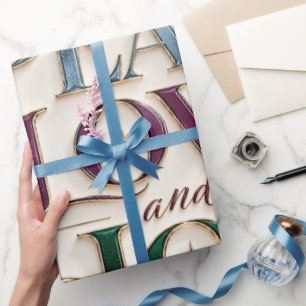 Elegante Vrede Liefde Vreugde Pruim Kerstmis Cadeaupapier