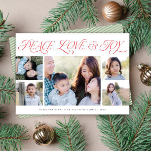 Elegante Vrede Liefde Vreugde Vakantie 5-fotokaart Feestdagenkaart