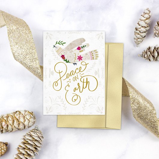 Elegante Vrede Op Aarde Duif Vakantie Feestdagenkaart