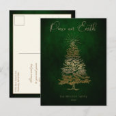 Elegante Vrede op Aarde Gouden Script en Boom Briefkaart (Voorkant / Achterkant)